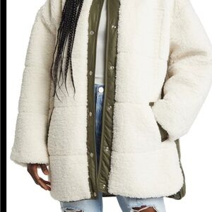 💐 Frame Oversized Sherpa Army Jacket White Size XL Neiman Marcus